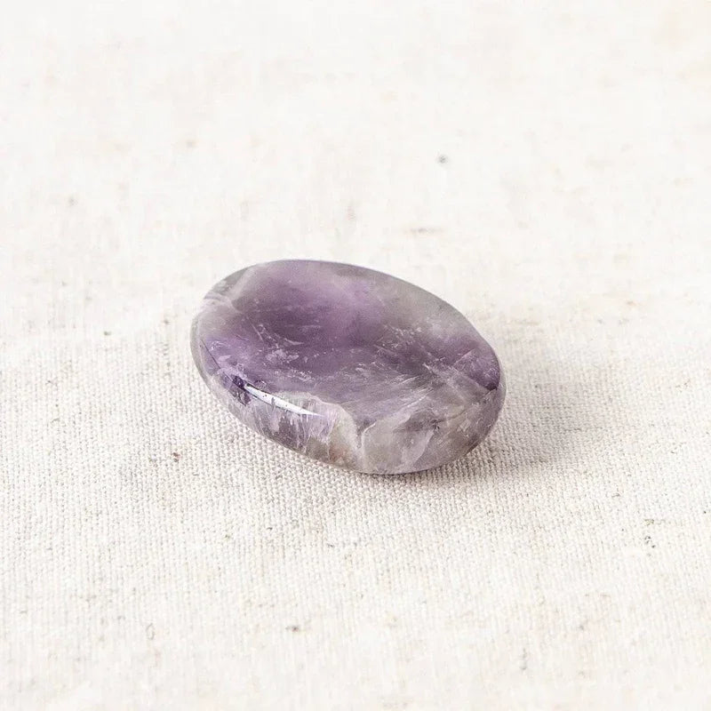 Amethyst Worry Stone, palm-friendly natural amethyst for stress relief